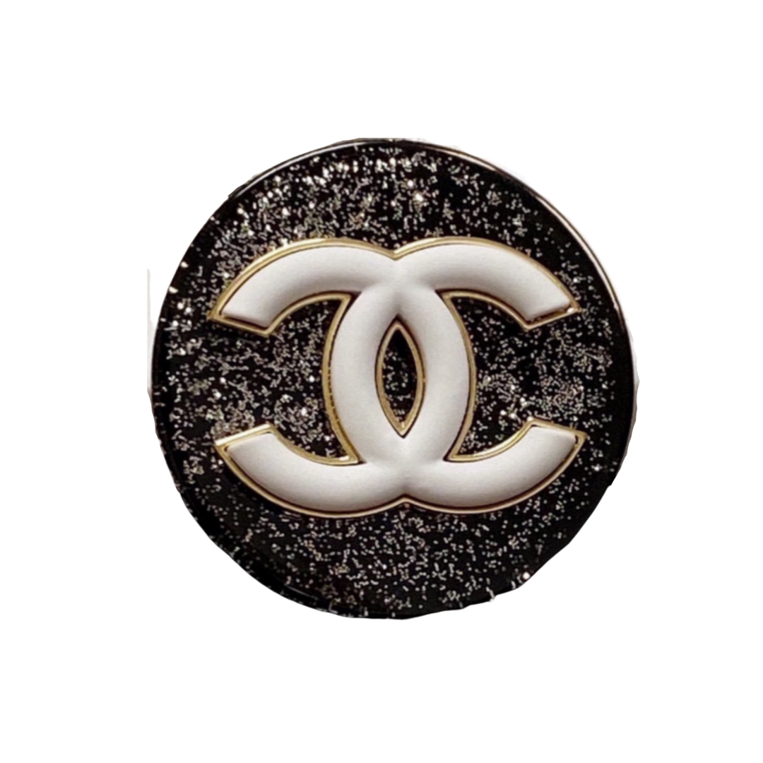 BCB171 Round Black CC brooch pin - ccjewelryacc