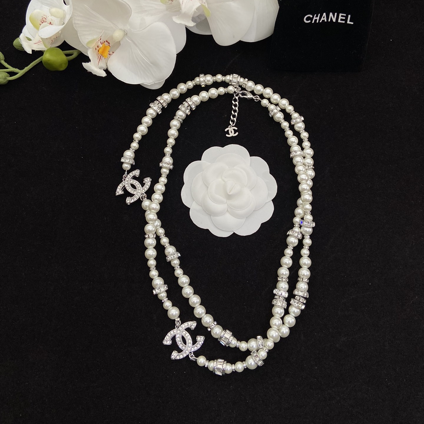 CCL256 CC Long pearl Chain Necklace sweater chain - ccjewelryacc