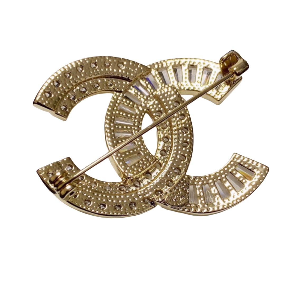 BCB508 Metal crystal cc brooch pin - ccjewelryacc