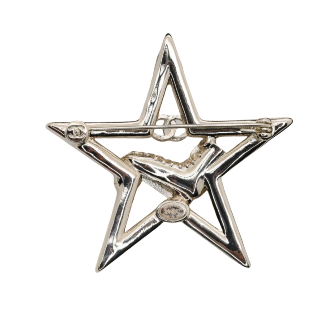 BCB292 Hollow star roller skates pearl rhinestone brooch pin - ccfashionjewelry