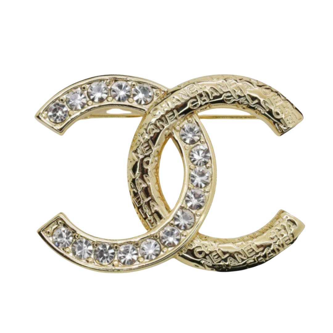 BCB293 Metal embossment and crystal cc brooch pin - ccjewelryacc