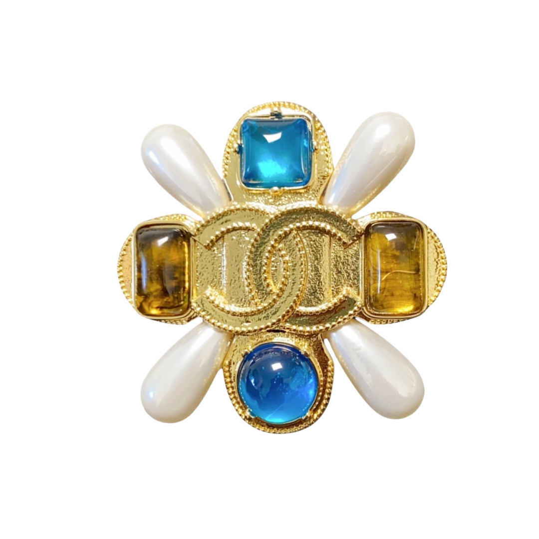 BCB517 Vintage cross flower cc brooch pin - ccjewelryacc