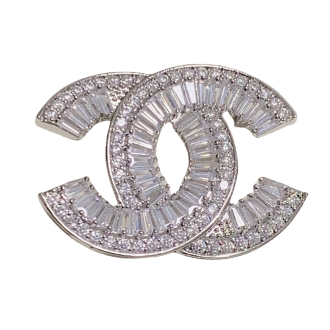 BCB526 Full crystal cc brooch pin - ccjewelryacc