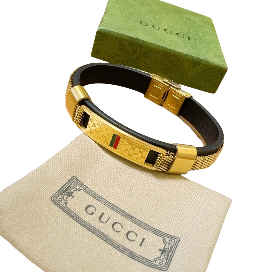 GGS040 GG anger forest series Metal and leather bracelet for men - ccjewelryacc