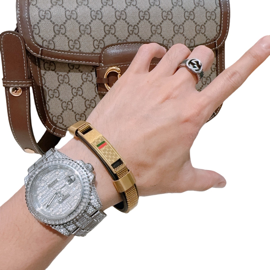 GGS040 GG anger forest series Metal and leather bracelet for men - ccjewelryacc