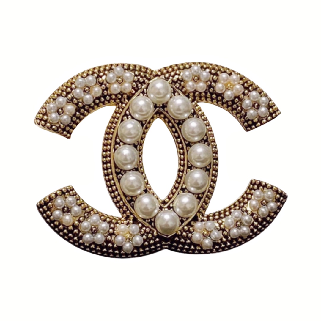 BCB532 Vintage pearl flower cc brooch pin - ccjewelryacc
