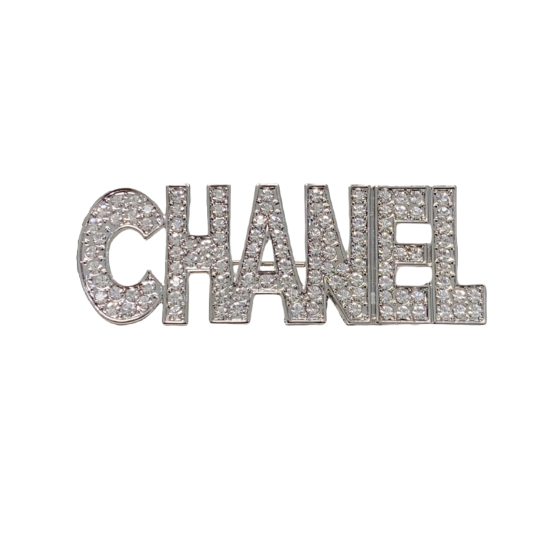 BCB523 Full crystal C H A N E L Safety brooch pin - ccjewelryacc