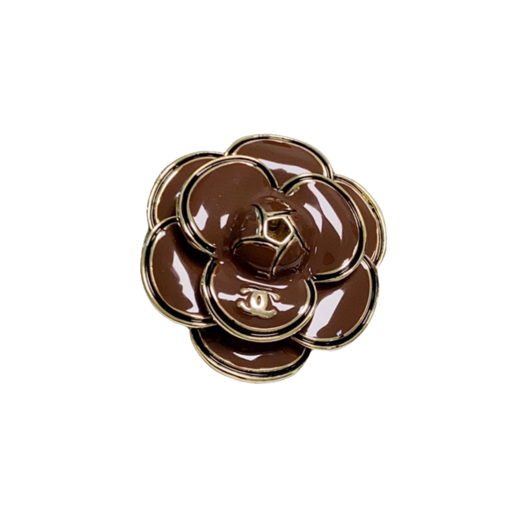 BCB529 Enamel camellia flower brooch pin - ccjewelryacc