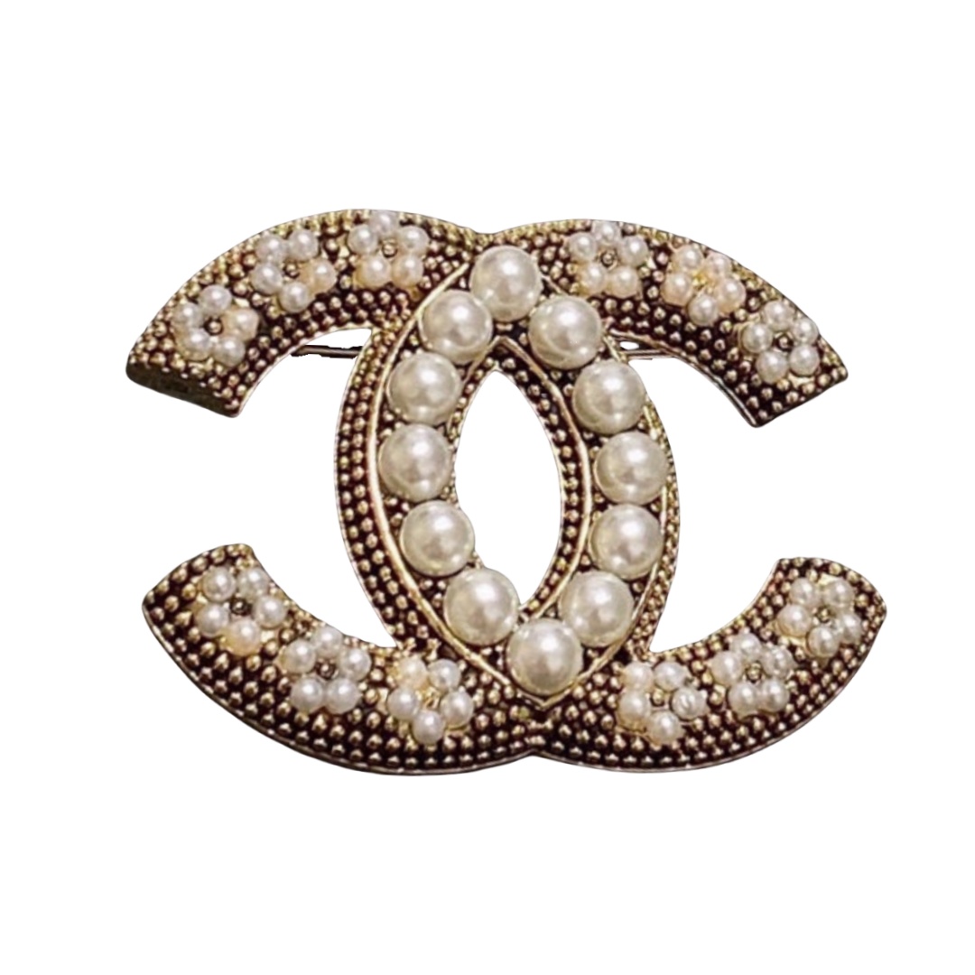 BCB532 Vintage pearl flower cc brooch pin - ccjewelryacc