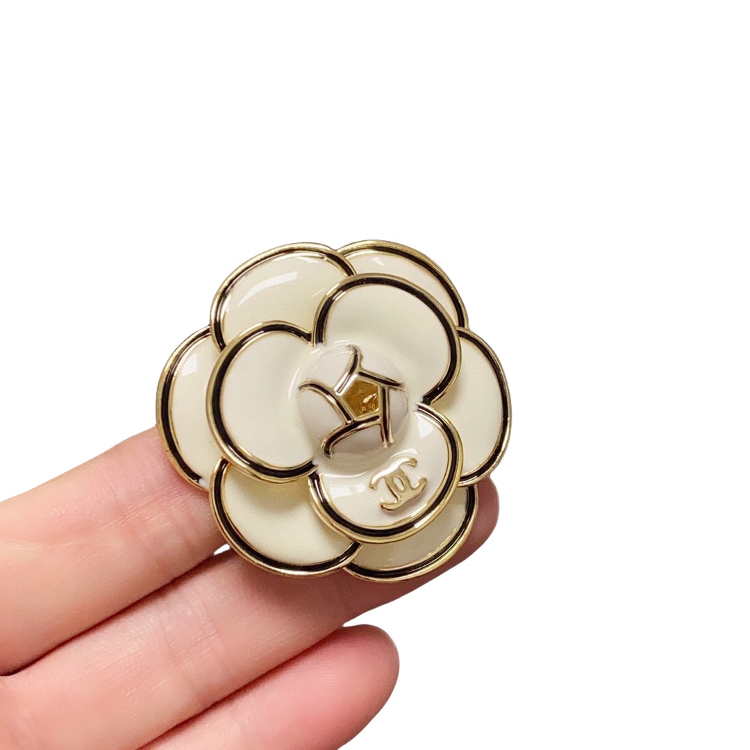 BCB529 Enamel camellia flower brooch pin - ccjewelryacc