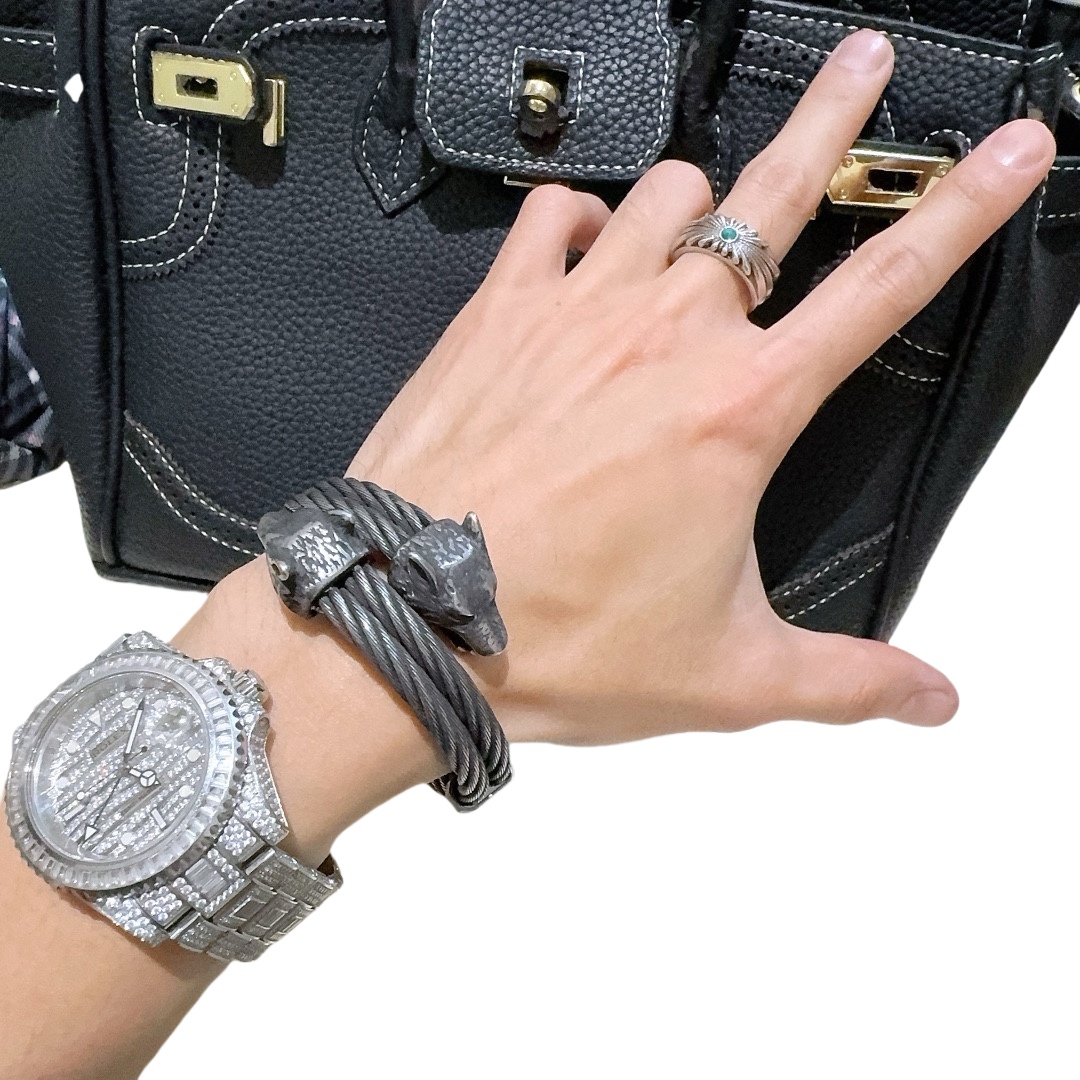 GGS032 GG anger forest wolf head bracelet for men - ccjewelryacc