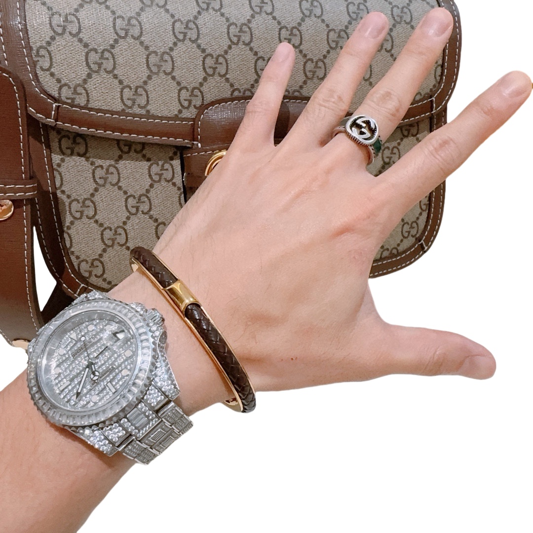 GGS042 GG anger forest series Metal leather bangle bracelet for men - ccjewelryacc