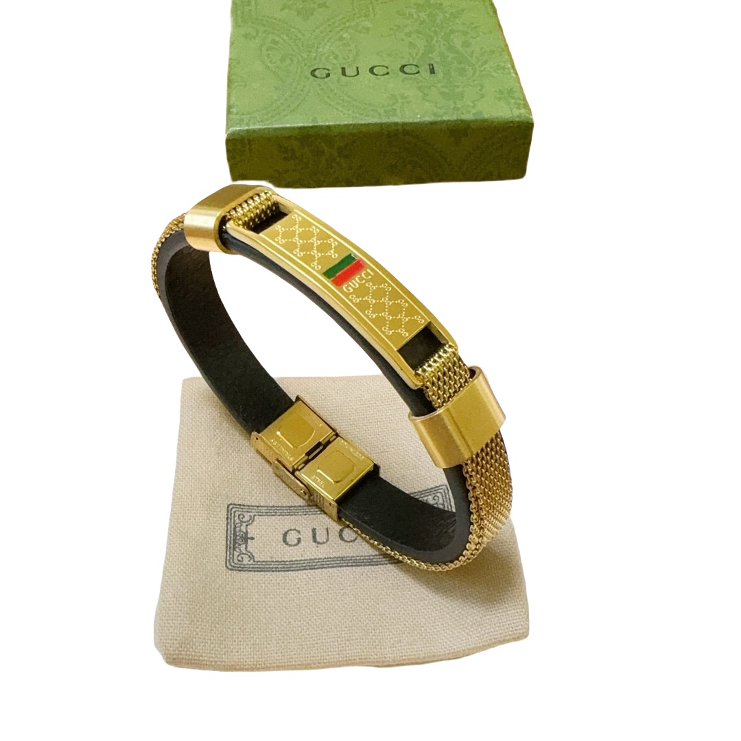 GGS040 GG anger forest series Metal and leather bracelet for men - ccjewelryacc