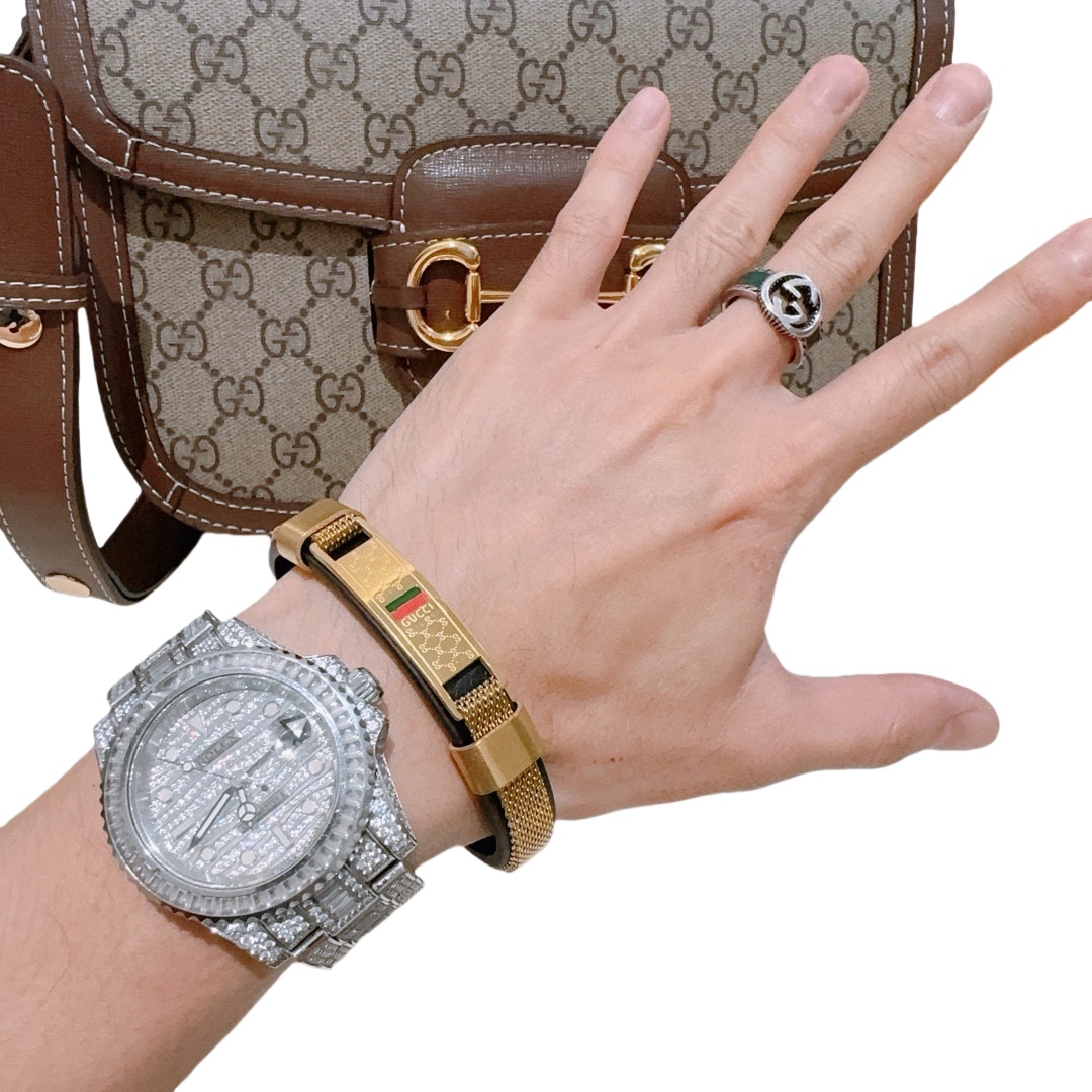 GGS040 GG anger forest series Metal and leather bracelet for men - ccjewelryacc