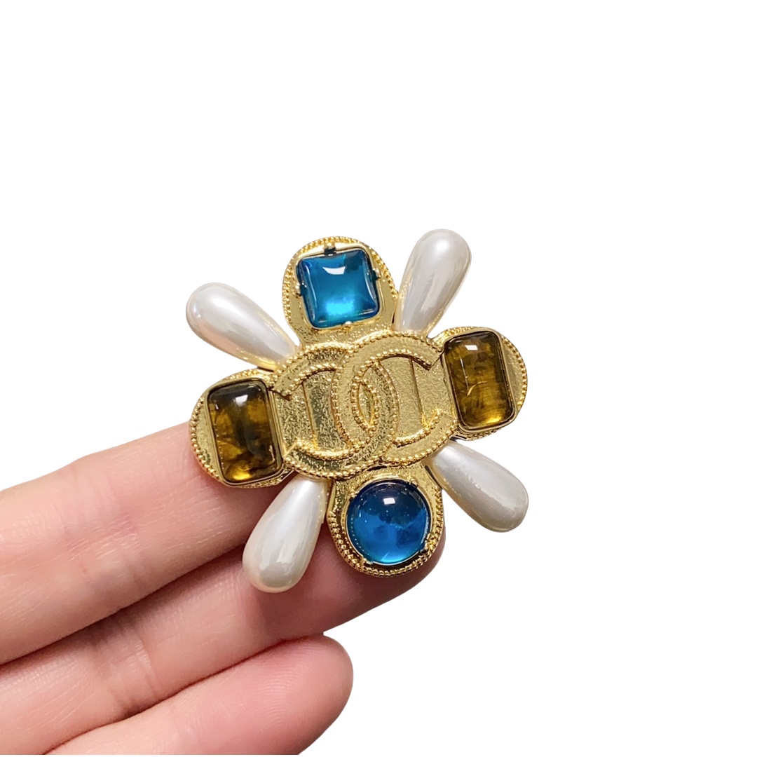 BCB517 Vintage cross flower cc brooch pin - ccjewelryacc