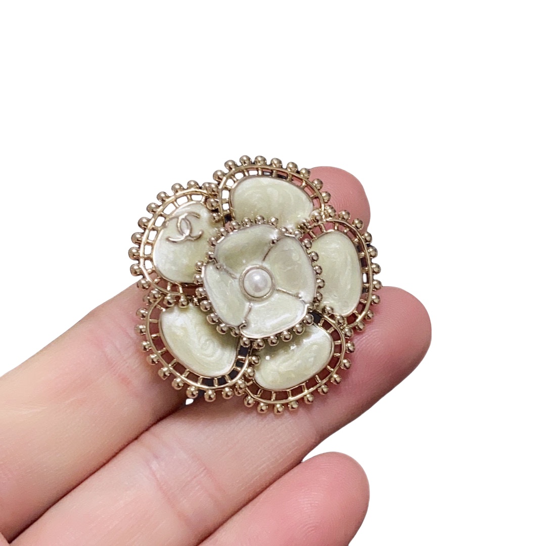 BCB530 Enamel camellia flower brooch pin - ccjewelryacc