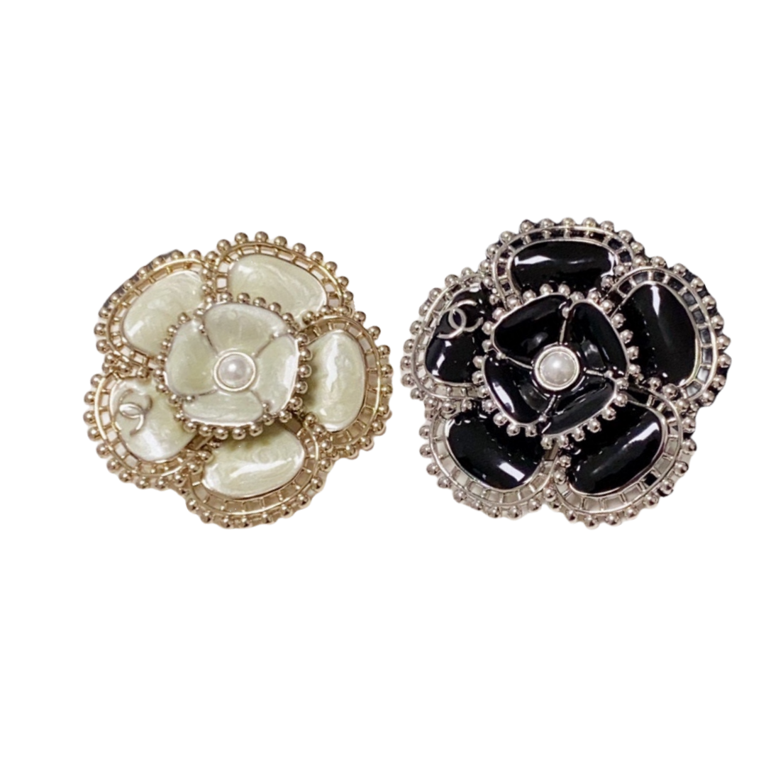 BCB530 Enamel camellia flower brooch pin - ccjewelryacc
