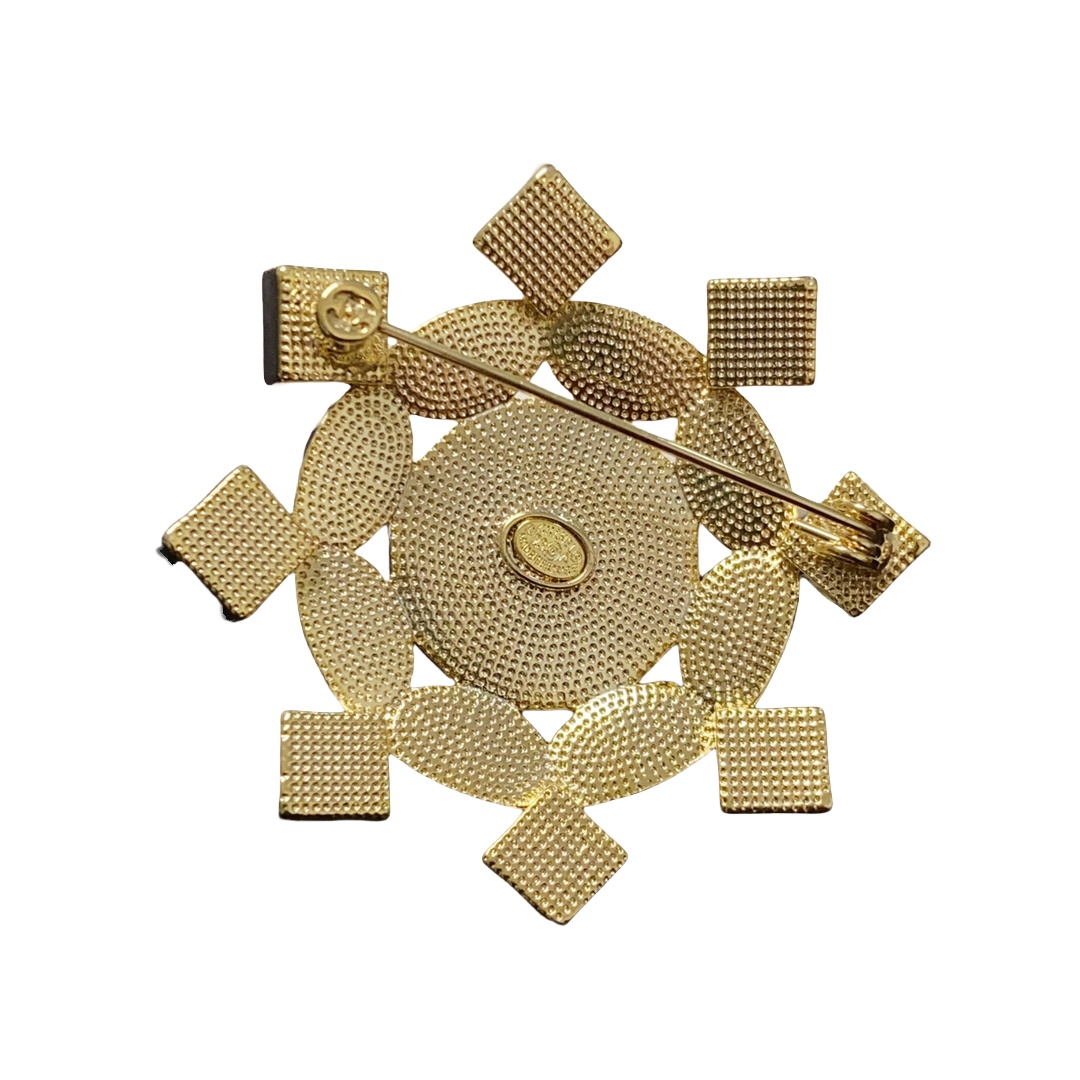 BCB513 Red onyx and rhinestone flower brooch pin - ccjewelryacc