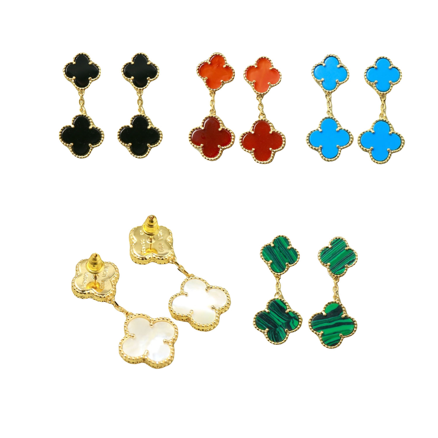 VCE010 VCA 2 Motifs Magic Alhambra Stud earrings - ccfashionjewelry