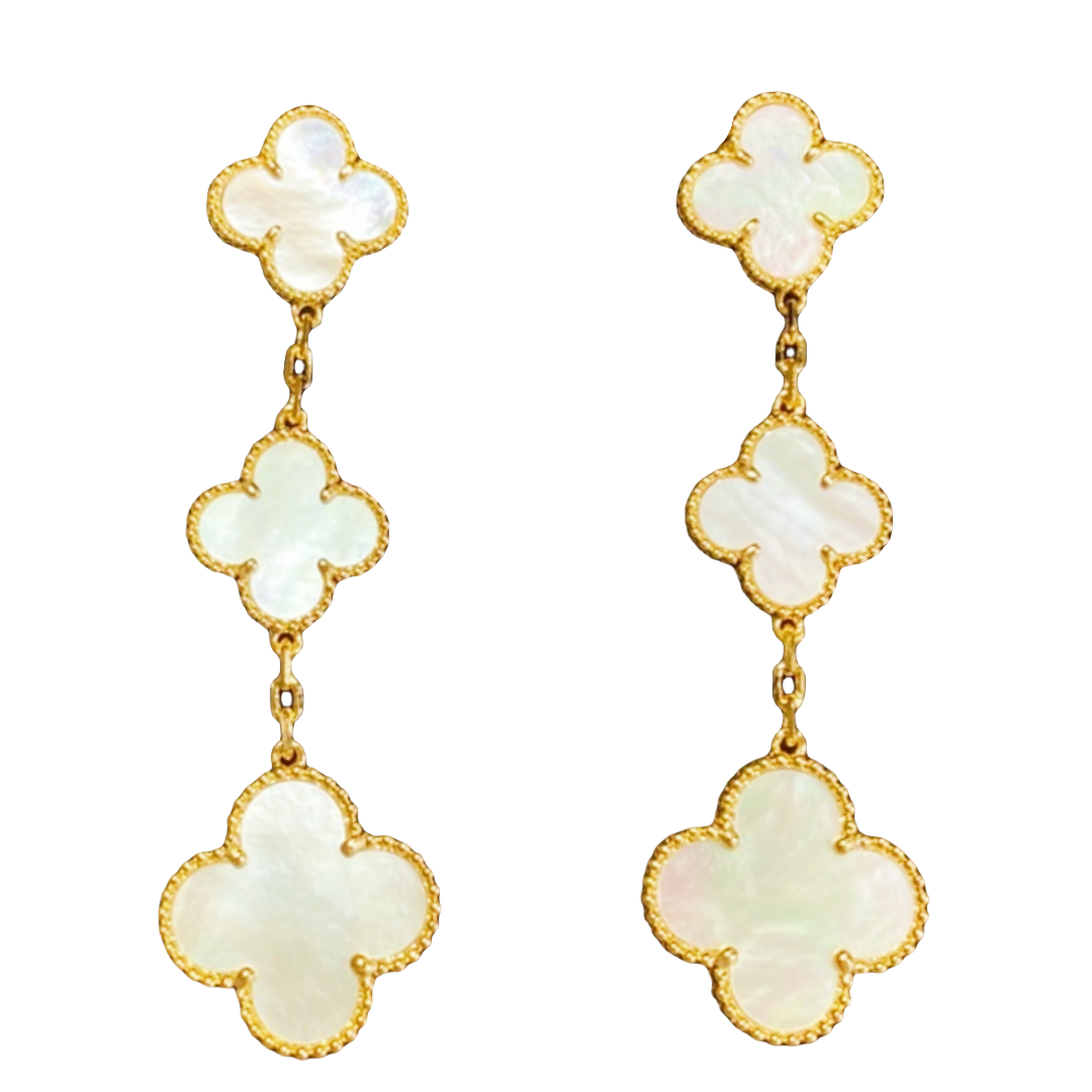 VCEV003 18k gold VCA 3 Motifs Magic Alhambra earrings clip - ccjewelryacc