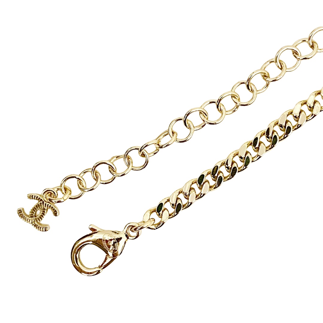 CCN232 23 CC gray square diamond letters choker necklace - ccjewelryacc