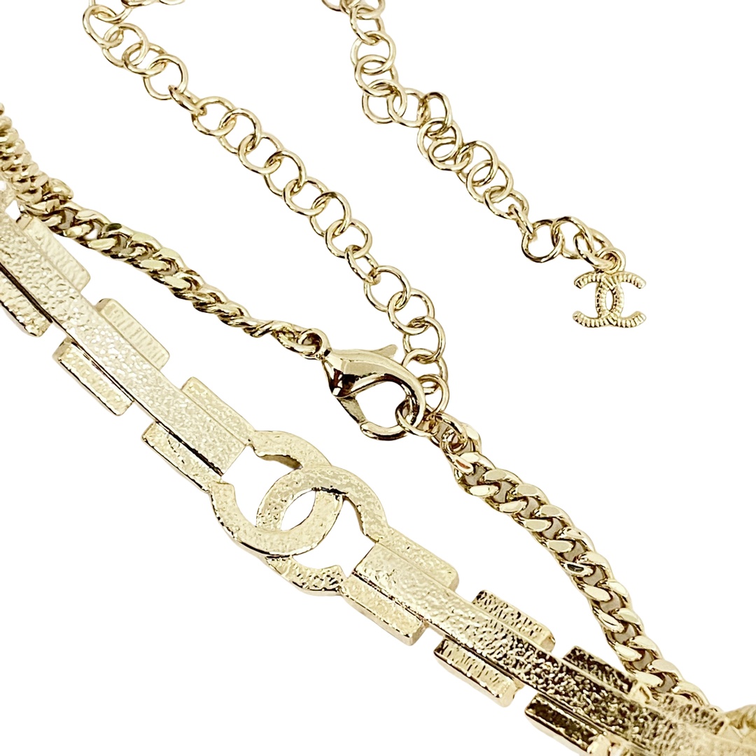 CCN232 23 CC gray square diamond letters choker necklace - ccjewelryacc