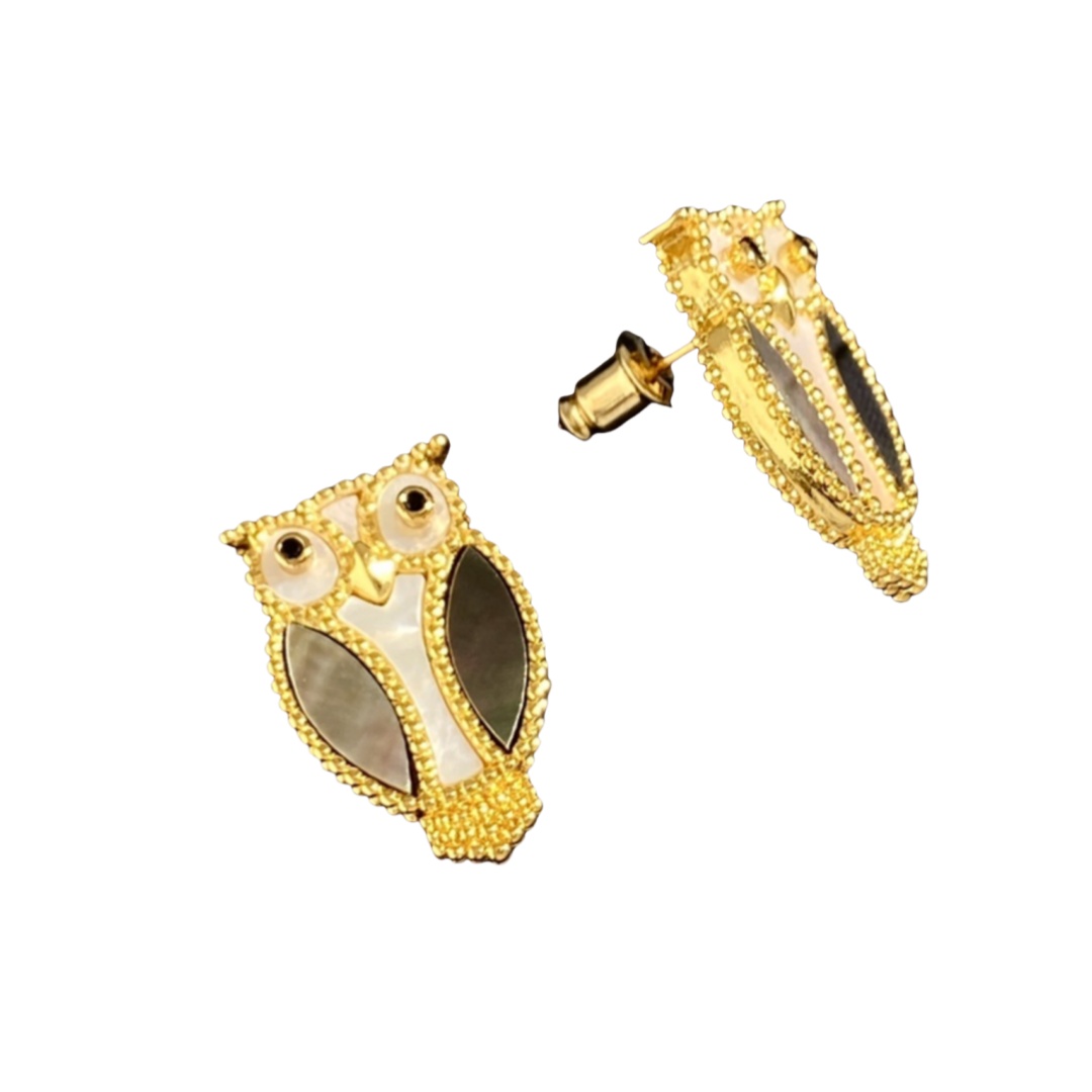 VCE004 VCA Owl hummingbird tortoise animal series stud earrings - ccjewelryacc