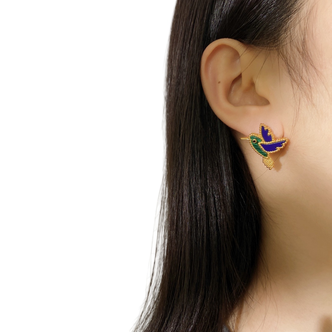 VCE004 VCA Owl hummingbird tortoise animal series stud earrings - ccjewelryacc