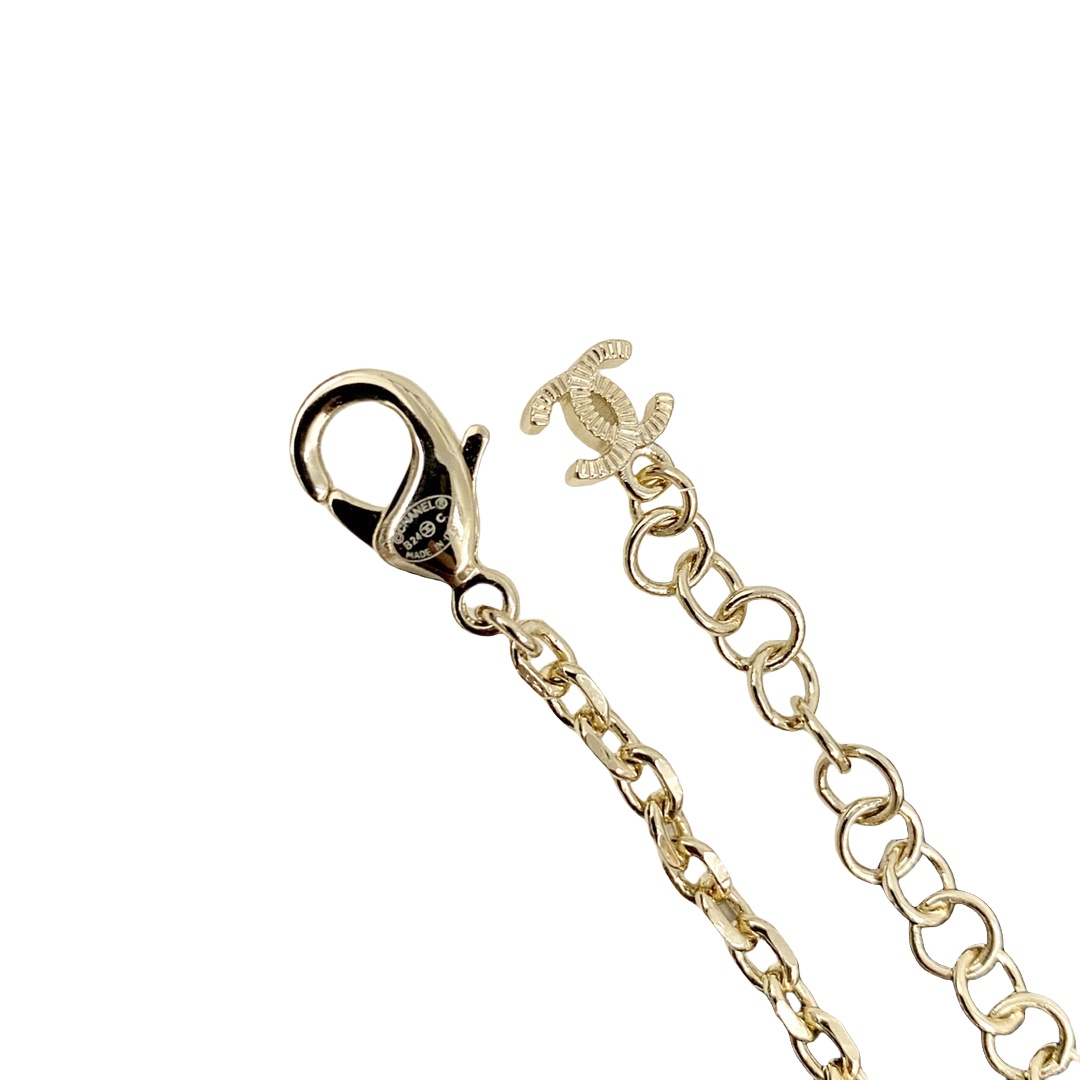 CCN234 24C Mother of pearl star and pearls with crystal CC logo choker necklace - ccjewelryacc