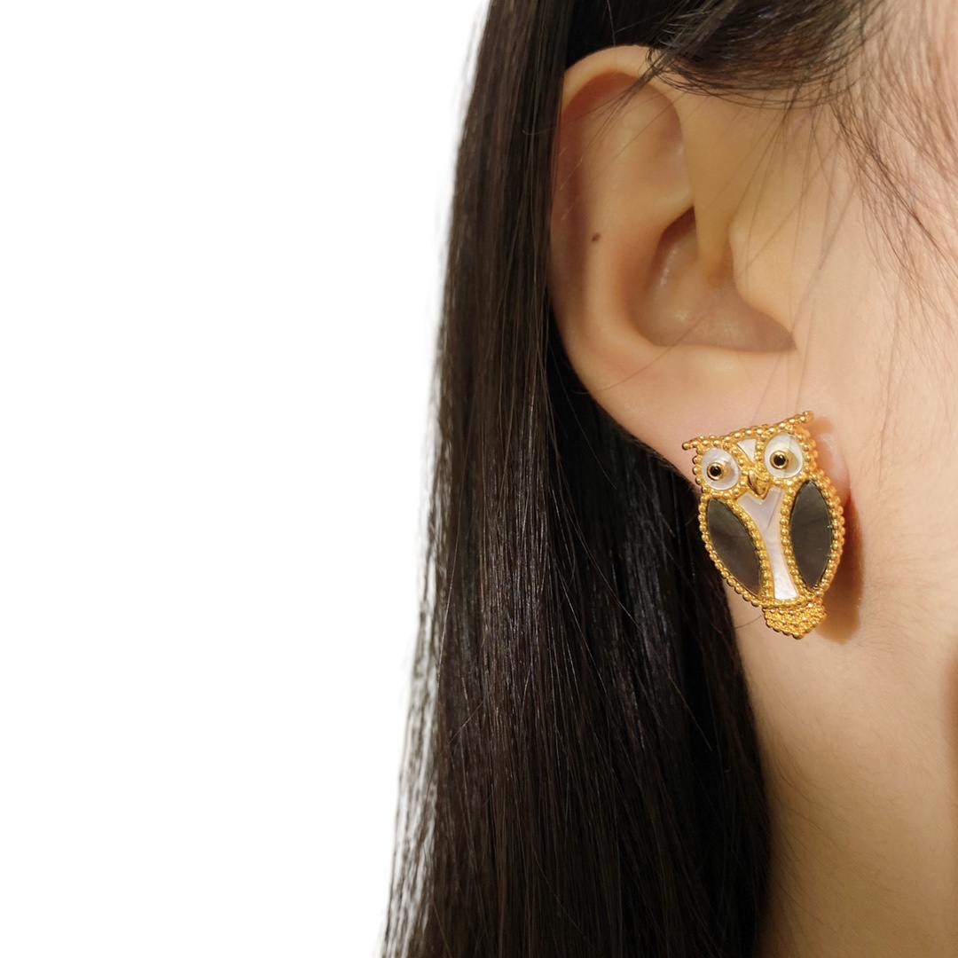 VCE004 VCA Owl hummingbird tortoise animal series stud earrings - ccjewelryacc