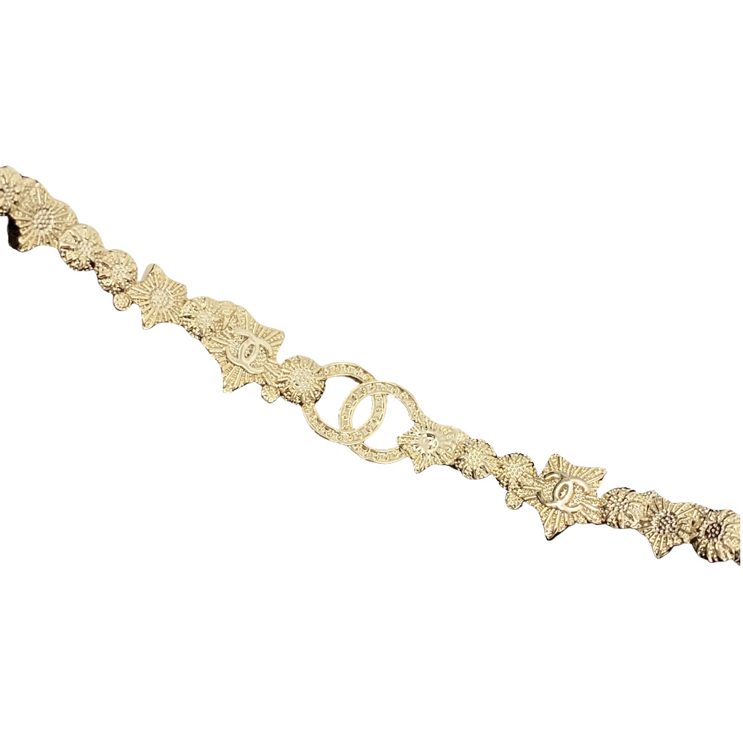 CCN234 24C Mother of pearl star and pearls with crystal CC logo choker necklace - ccjewelryacc