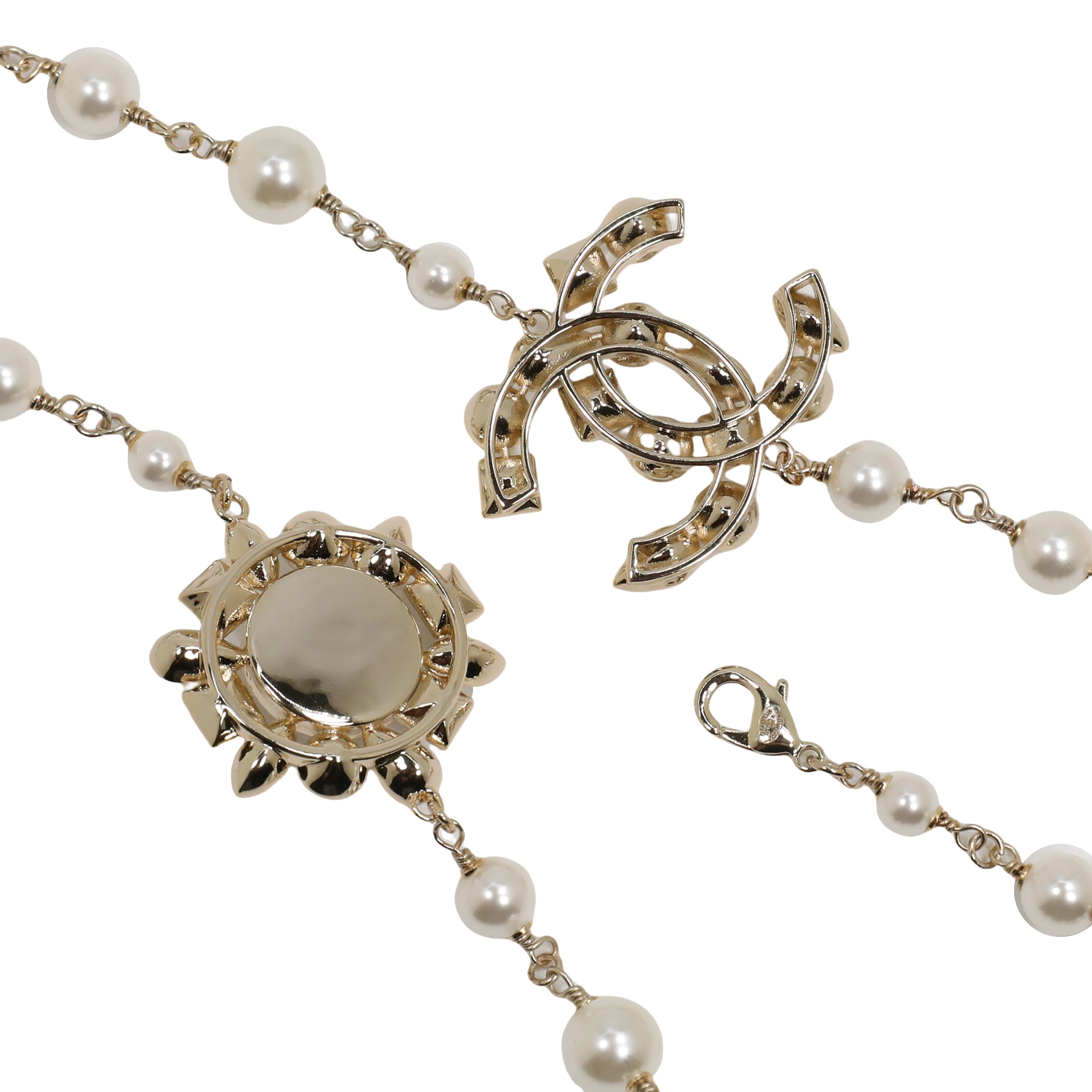 CCL087 Crystal sun flower long pearl chain seater necklace - ccjewelryacc