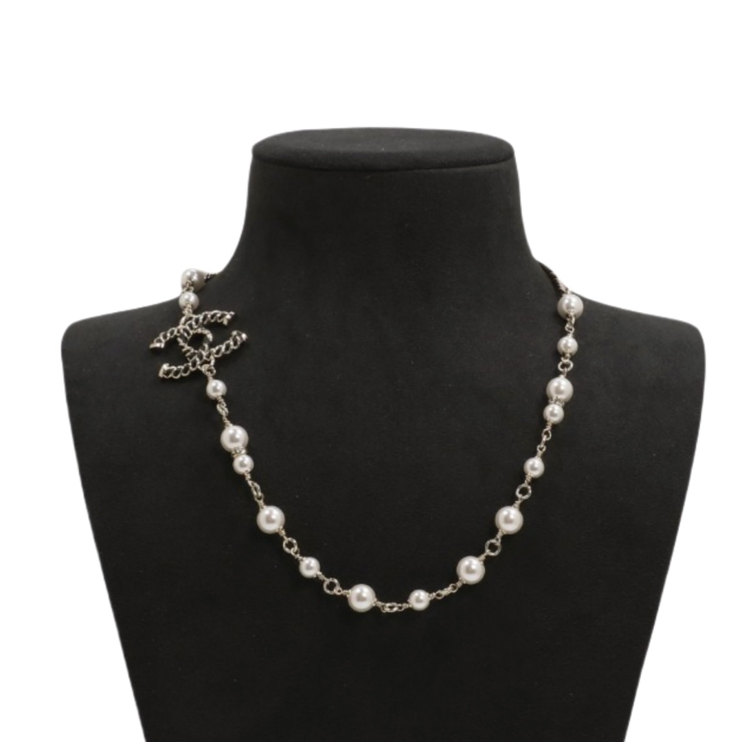 CCN332 Metal leather cc logo pearl choker necklace - ccfashionjewelry