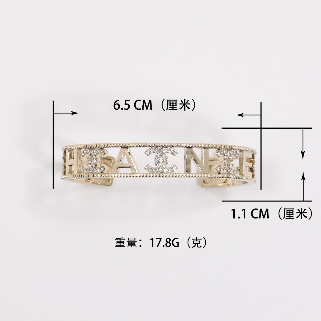 CCS196 Metal crystal hollow out cc logo bangle bracelet - ccjewelryacc