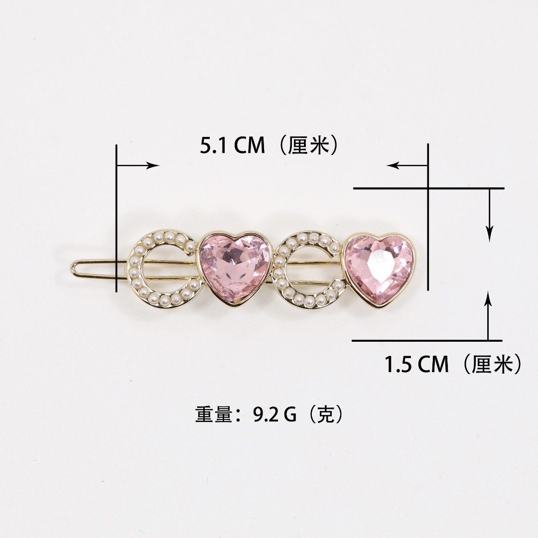 CCH056 COCO pink heart crystal heari clip hair jewelry - ccjewelryacc