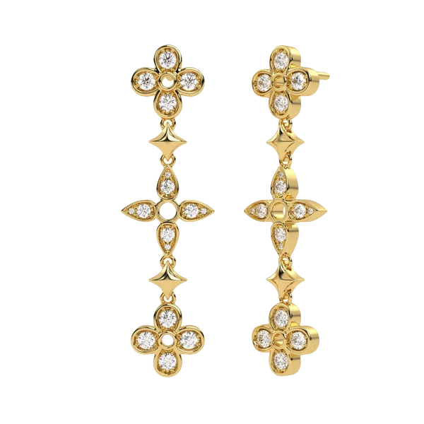 LVE127 Q96850 VUITTON Dentelle One Row Earrings with Diamonds - ccjewelryacc