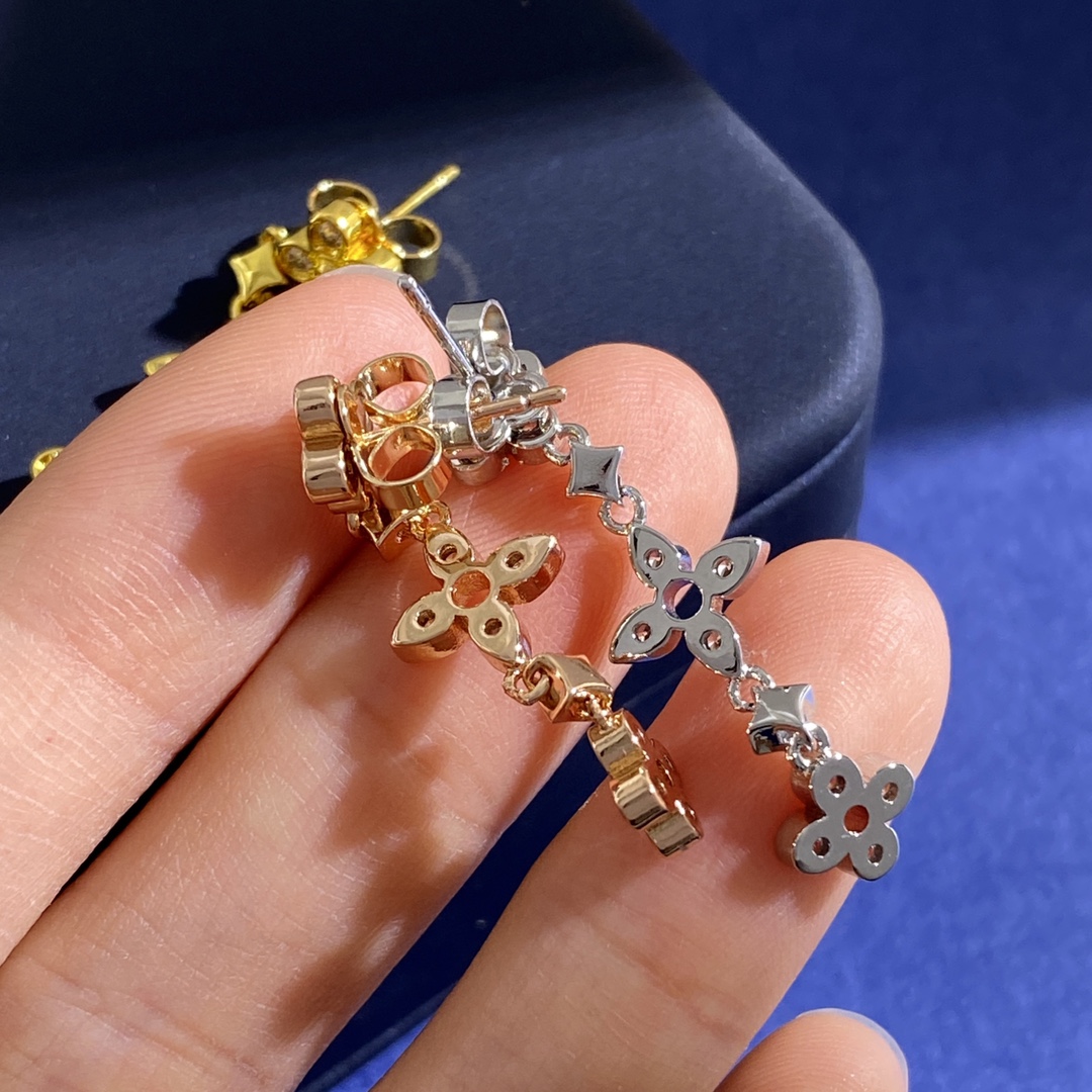 LVE127 Q96850 VUITTON Dentelle One Row Earrings with Diamonds - ccjewelryacc