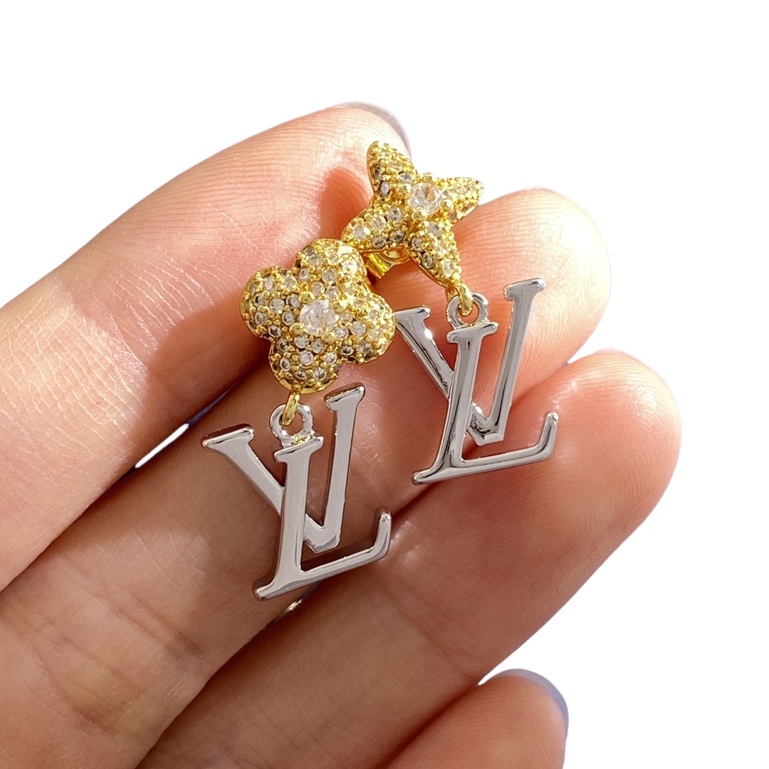 LVE128 VUITTON  L&V Full crystal Iconic Trésor Drop earring - ccjewelryacc