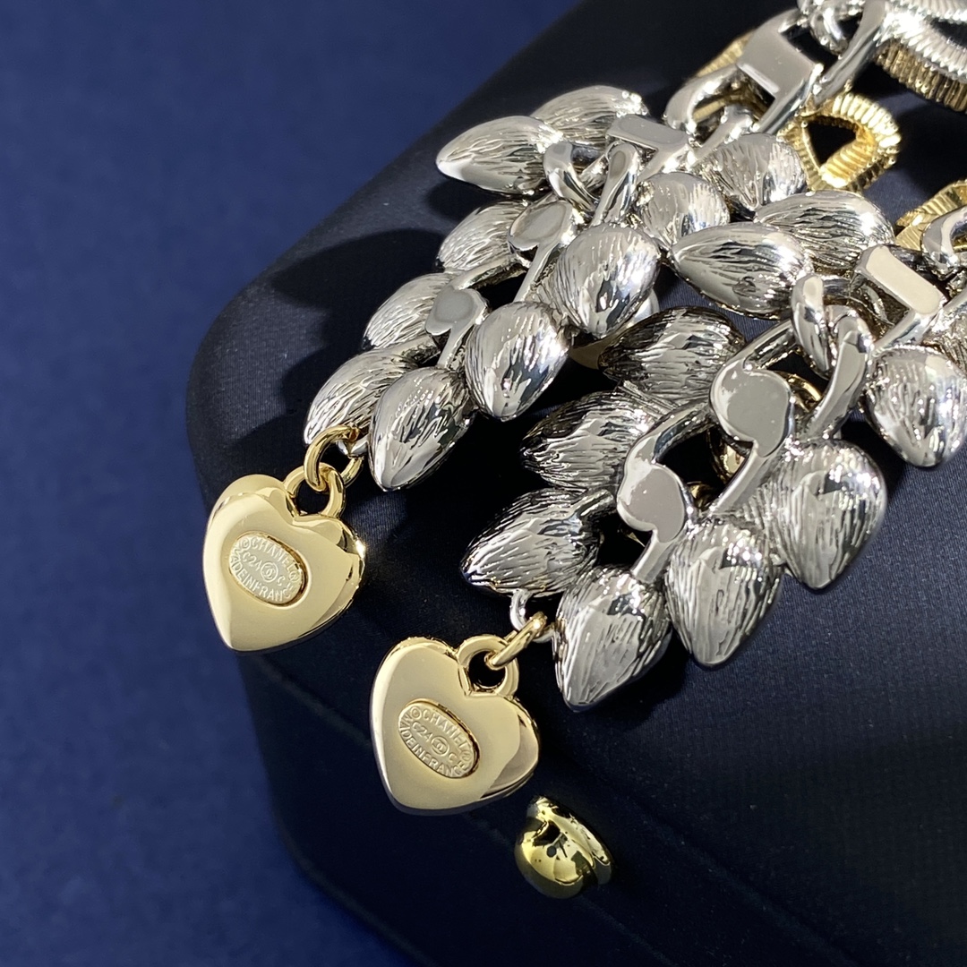 CCE001 Two-tone Wheat crystal bow heart Star clover cc drop earring - ccjewelryacc