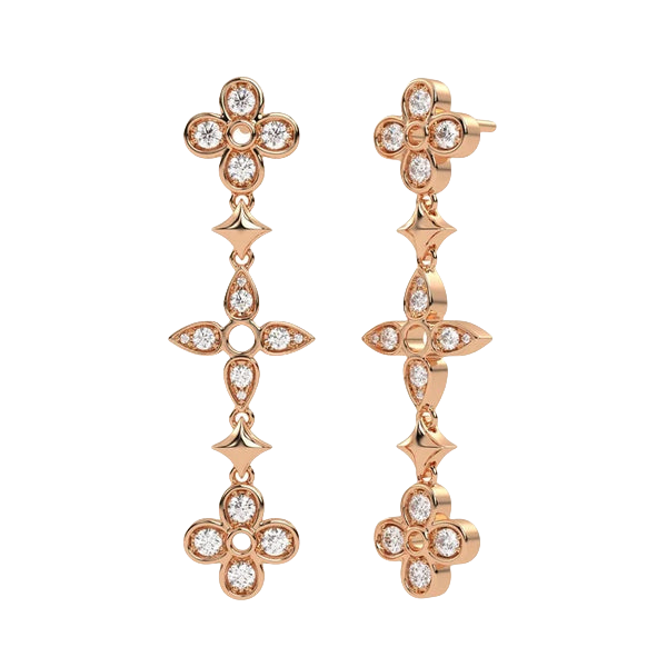 LVE127 Q96850 VUITTON Dentelle One Row Earrings with Diamonds - ccfashionjewelry