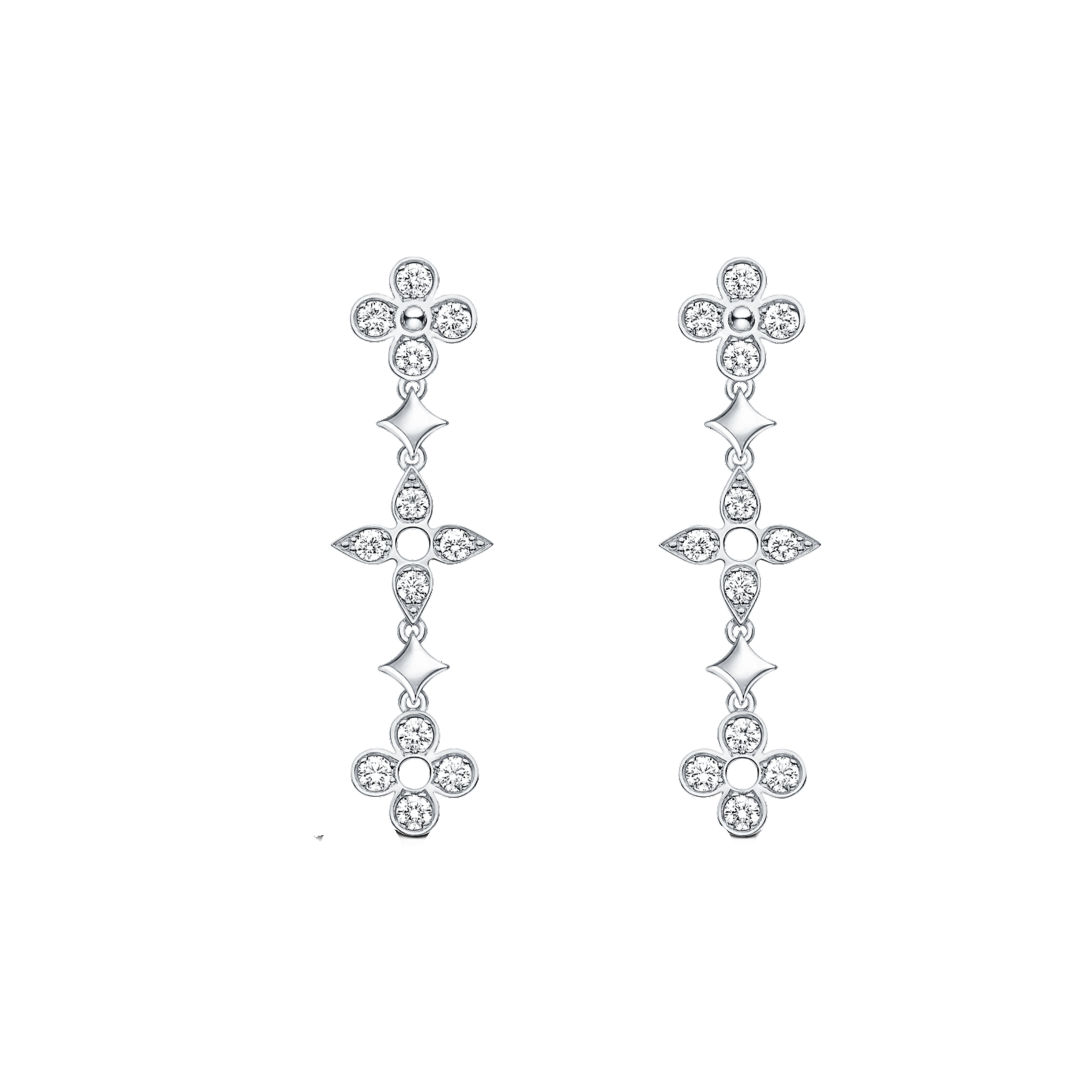 LVE127 Q96850 VUITTON Dentelle One Row Earrings with Diamonds - ccjewelryacc