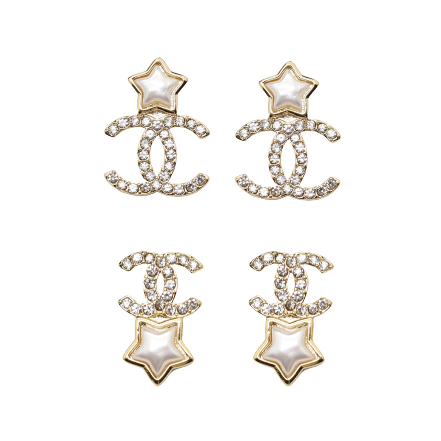 CCE418 Crystal cc logo with star stud earring - ccjewelryacc