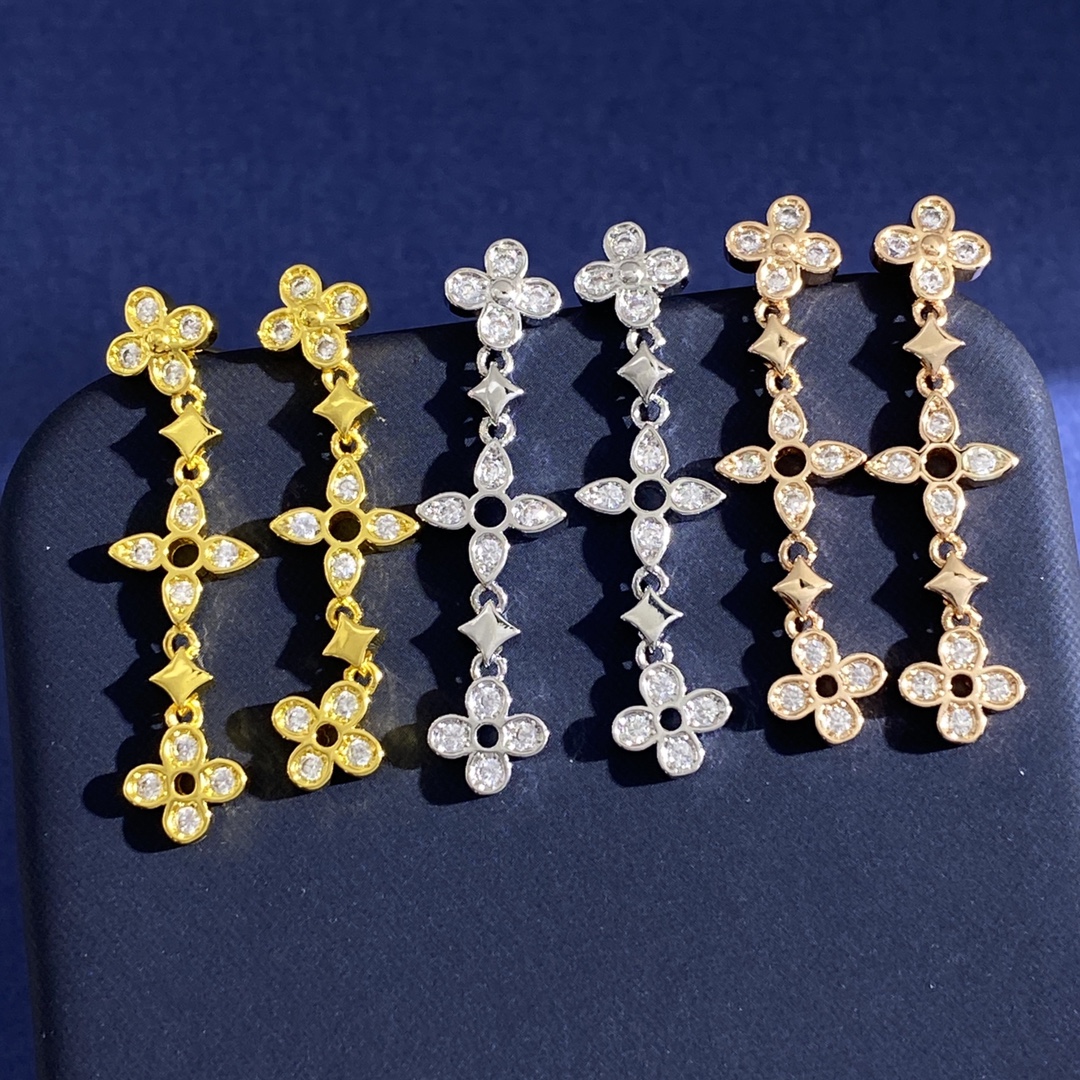 LVE127 Q96850 VUITTON Dentelle One Row Earrings with Diamonds - ccjewelryacc