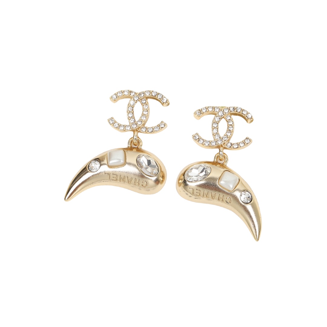 CCE566 Crystal CC logo dolphin drop earrings - ccjewelryacc