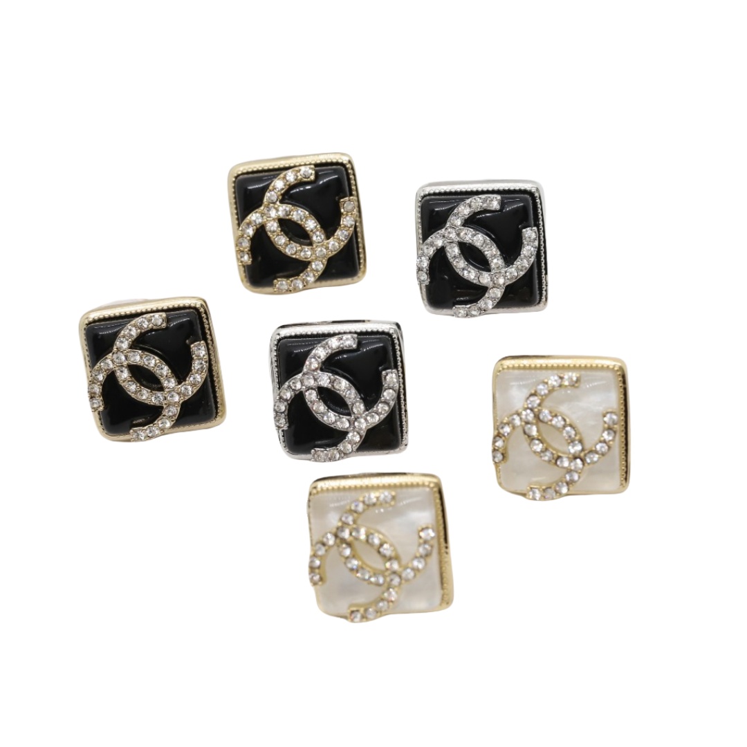 CCE552 Square acrylic with crystal CC logo stud earring - ccjewelryacc