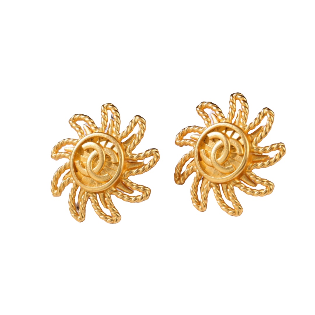 CCE612 Vintage Gold sun flower stud earring - ccjewelryacc