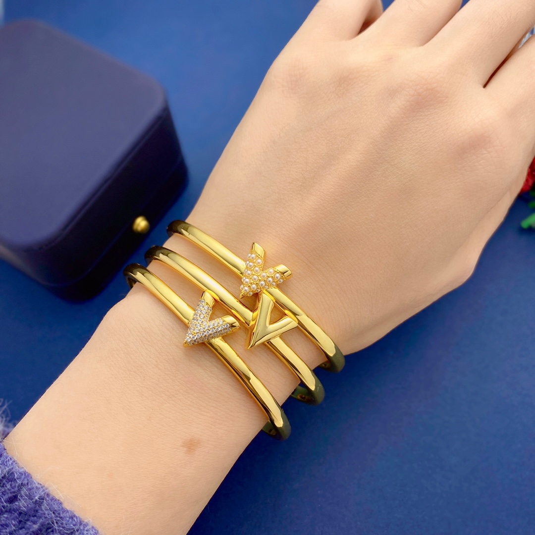 LVS070 LV V logo bangel bracelet - ccjewelryacc