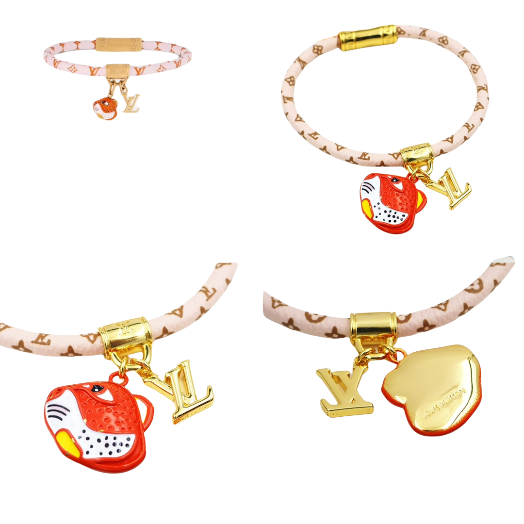 LVS059 Gold metal and rope Animogram rabbit charm Bracelet M8666E - ccjewelryacc