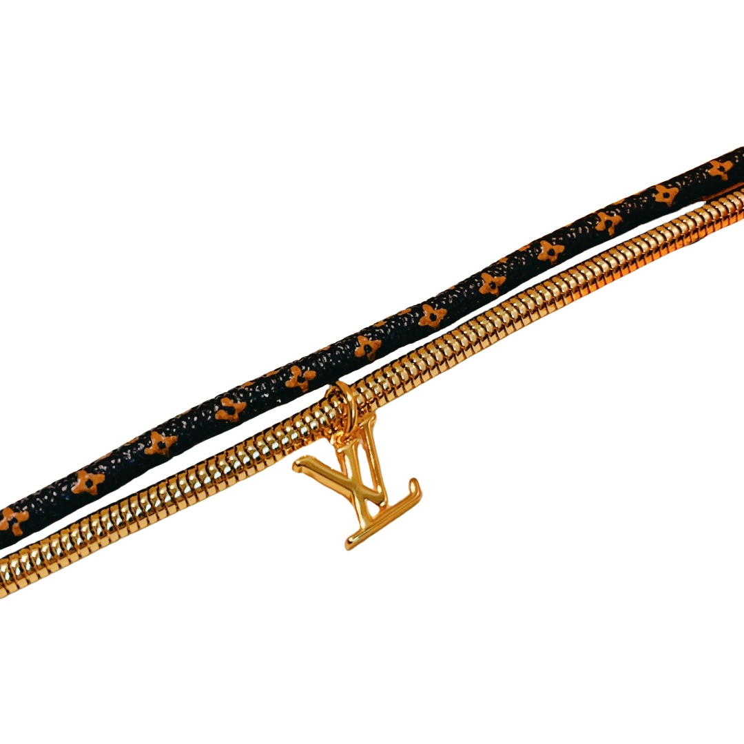 LVS068 M8580D Canvas rope and smake metal chain lv Monogram swirl bracelet for men women - ccjewelryacc