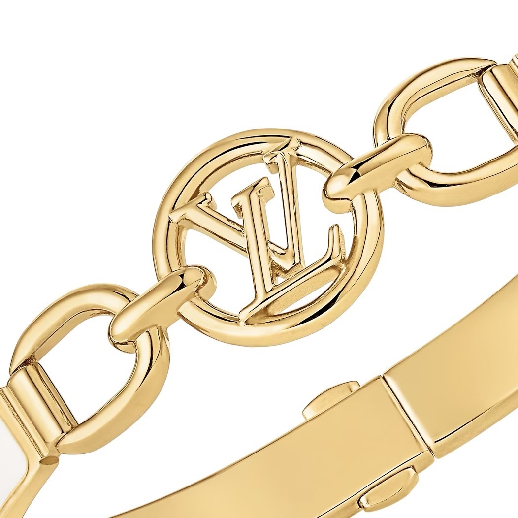 LVS062 Gold Metal enamel LV Circle Prime Bracelet For men women - ccjewelryacc